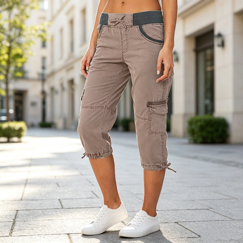 Valeria | Pantalon Capri Cargo taille haute