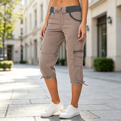 Valeria | Pantalon Capri Cargo taille haute