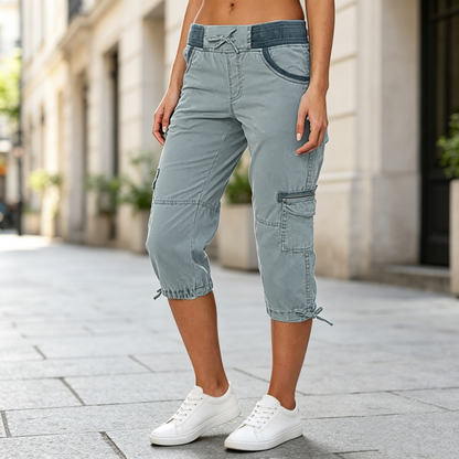 Valeria | Pantalon Capri Cargo taille haute