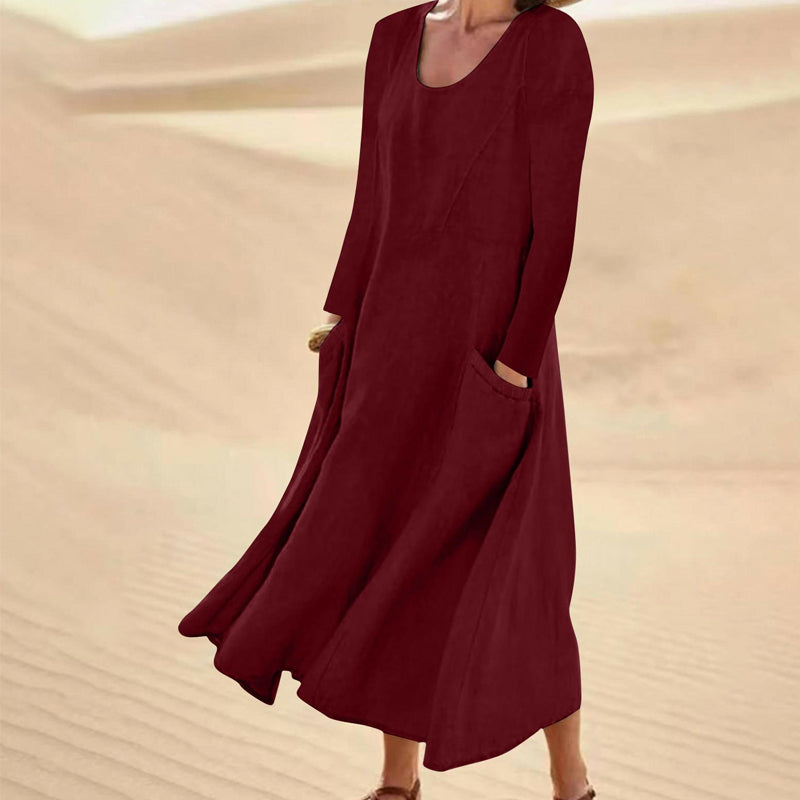 Garance | Robe longue fluide à manches longues