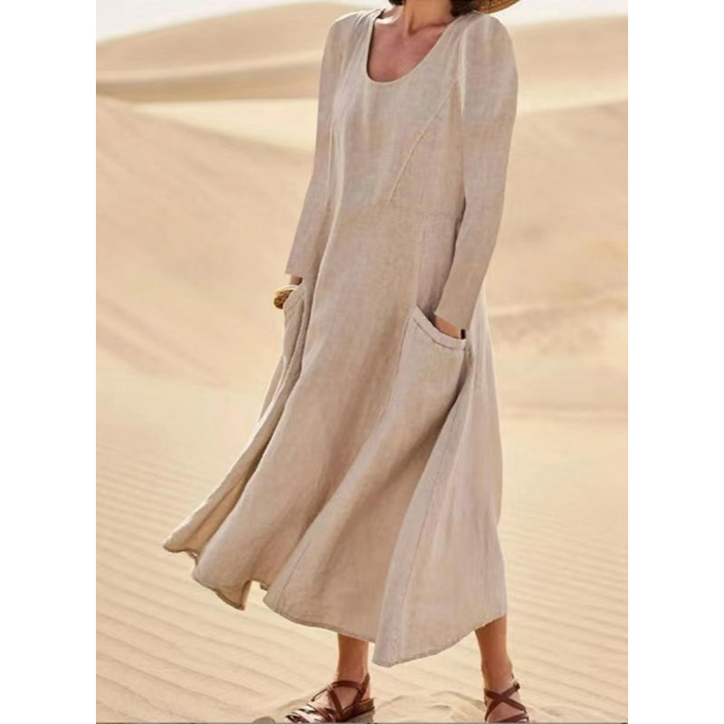 Garance | Robe longue fluide à manches longues